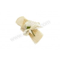 Poročni naprsni šopek - juta/bež Poročni naprsni šopek - juta/bež