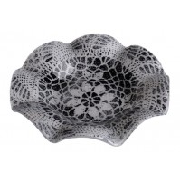 Steklena posodica - čipka - črna