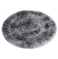 Stekleni krožnik - okrogli - čipka - črna