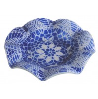 Steklena posodica - čipka - modra