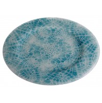 Stekleni krožnik - okrogli - čipka - zelen