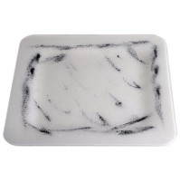 Stekleni krožnik - kvadrat - belo/črni