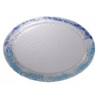 Stekleni krožnik  - okrogli - modro/turkizni