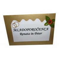 Kartica za mizo - mladoporočencev - zlata Kartica za mizo - mladoporočencev - zlata