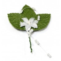 Poročni naprsni šopek - zeleno/bel 3 Poročni naprsni šopek - zeleno/bel 3