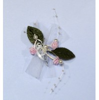 Poročni naprsni šopek - roza/zelen 1 Poročni naprsni šopek - roza/zelen 1