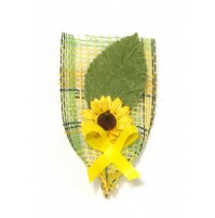 Poročni naprsni šopek - rumen/sončnica Poročni naprsni šopek - rumen/sončnica