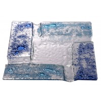 Stekleni pepelnik - modro/turkizen