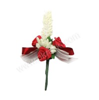 Poročni naprsni šopek - bordo/vrtnica - meglica Poročni naprsni šopek - bordo/vrtnica - meglica