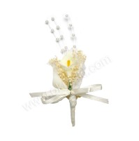 Poročni naprsni šopek - bel/kala - perlice Poročni naprsni šopek - bel/kala - perlice