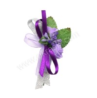 Poročni naprsni šopek - lila/vijola
