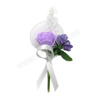 Poročni naprsni šopek  - lila/vrtnica - bunkice Poročni naprsni šopek  - lila/vrtnica - bunkice