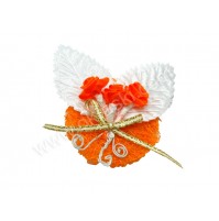 Poročni naprsni šopek - oranžen/vrtnica 1