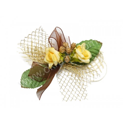 Poročni naprsni šopek - rjavo/rumen Poročni naprsni šopek - rjavo/rumen