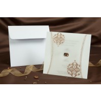 Vabilo - belo/bakreno - kvadrat/kamenček Vabilo - belo/bakreno - kvadrat/kamenček