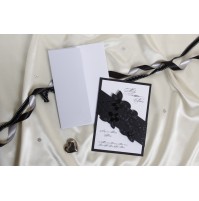 Vabilo - belo/črno - rožice Vabilo - belo/črno - rožice