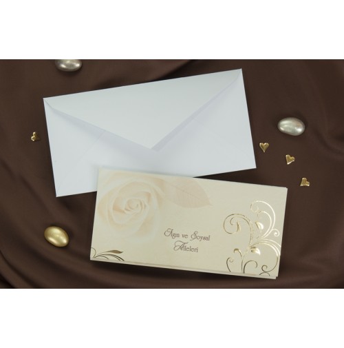 Vabilo - bež/vrtnica - podolgovata Vabilo - bež/vrtnica - podolgovata