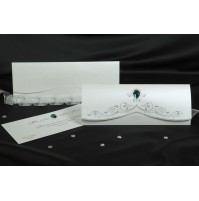 Vabilo - srebrna/pravokotnik - zeleni kamen Vabilo - srebrna/pravokotnik - zeleni kamen