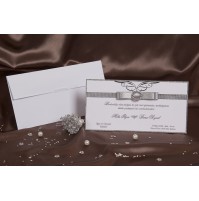 Vabilo - belo/srebrna pentlja - prestiž Vabilo - belo/srebrna pentlja - prestiž