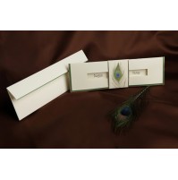 Vabilo - bež/pavje peresce Vabilo - bež/pavje peresce