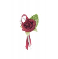 Poročni naprsni šopek - bordo/rdeča - vrtnica 2 Poročni naprsni šopek - bordo/rdeča - vrtnica 2