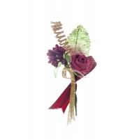 Poročni naprsni šopek - bordo/zlat - vrtnica Poročni naprsni šopek - bordo/zlat - vrtnica