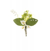 Poročni naprsni šopek - zelen/kala 1 Poročni naprsni šopek - zelen/kala 1