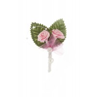 Poročni naprsni šopek - roza/zelen 2 Poročni naprsni šopek - roza/zelen 2