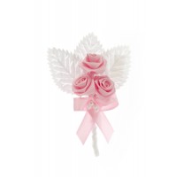 Poročni naprsni šopek - vrtnica - roza/belo Poročni naprsni šopek - vrtnica - roza/belo