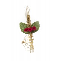 Poročni naprsni šopek - rdečo/zlat - pšenica Poročni naprsni šopek - rdečo/zlat - pšenica