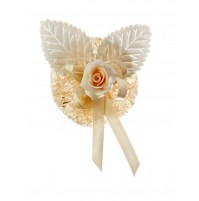 Poročni naprsni šopek - marelični/okrogli Poročni naprsni šopek - marelični/okrogli