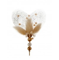 Poročni naprsni šopek - zlat/srček - perlice Poročni naprsni šopek - zlat/srček - perlice