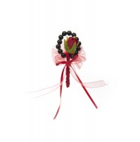 Poročni naprsni šopek - črno/rdeč - grajski Poročni naprsni šopek - črno/rdeč - grajski