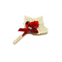 Poročni naprsni šopek - vrtnica - bordo/šampanjec Poročni naprsni šopek - vrtnica - bordo/šampanjec