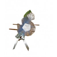 Poročni naprsni šopek - belo/moder/bež/rjav Poročni naprsni šopek - belo/moder/bež/rjav