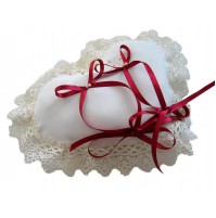 Poročna blazinica - srce/bež-rdeče