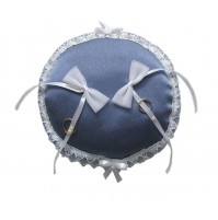 Poročna blazinica - okrogla/modro-bela