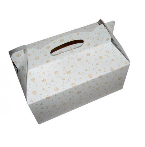 Poročna škatla za pecivo - oranžne rožice/manjša