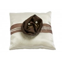 Poročna blazinica - rjava-rožica/kvadrat