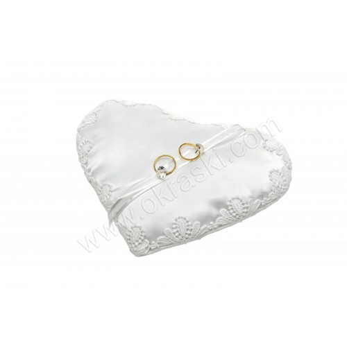 Poročna blazinica - srce/bela - trak Poročna blazinica - srce/bela - trak