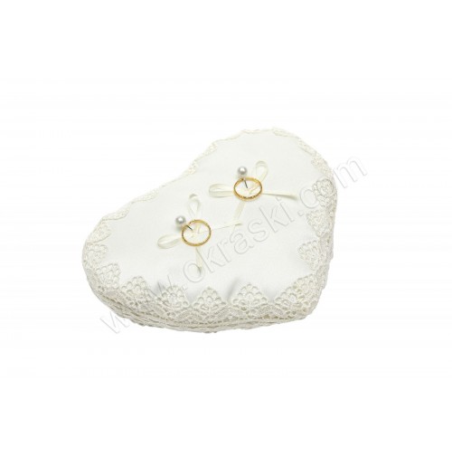 Poročna blazinica - srce/bež - čipka Poročna blazinica - srce/bež - čipka