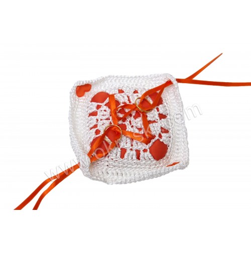 Poročna blazinica - kvačkano - kvadrat/mala - oranžna Poročna blazinica - kvačkano - kvadrat/mala - oranžna