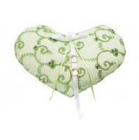 Poročna blazinica - zeleno/srce