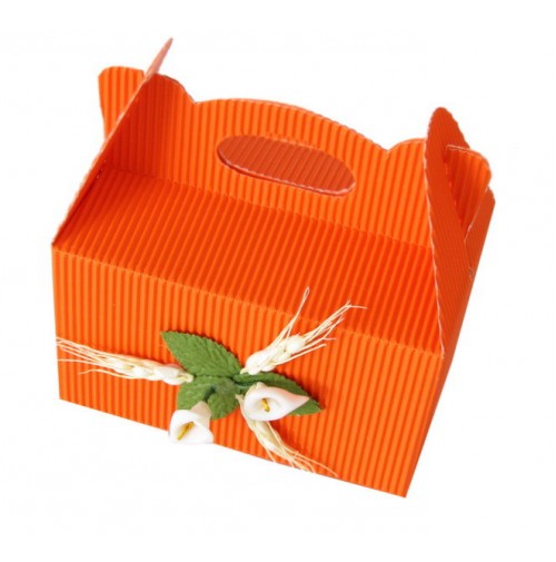 Poročna škatla za pecivo - oranžna - večja