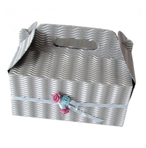 Poročna škatla za pecivo - srebrna Poročna škatla za pecivo - srebrna