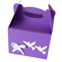 Poročna škatla za pecivo - vijolčna/golobčka
