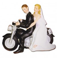 Poročna figura - ženin in nevesta na motorju