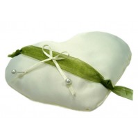 Poročna blazinica - srce/belo-zelena