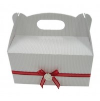Poročna škatla za pecivo - bela/rdeča