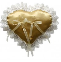 Poročna blazinica - srce/zlato-bež